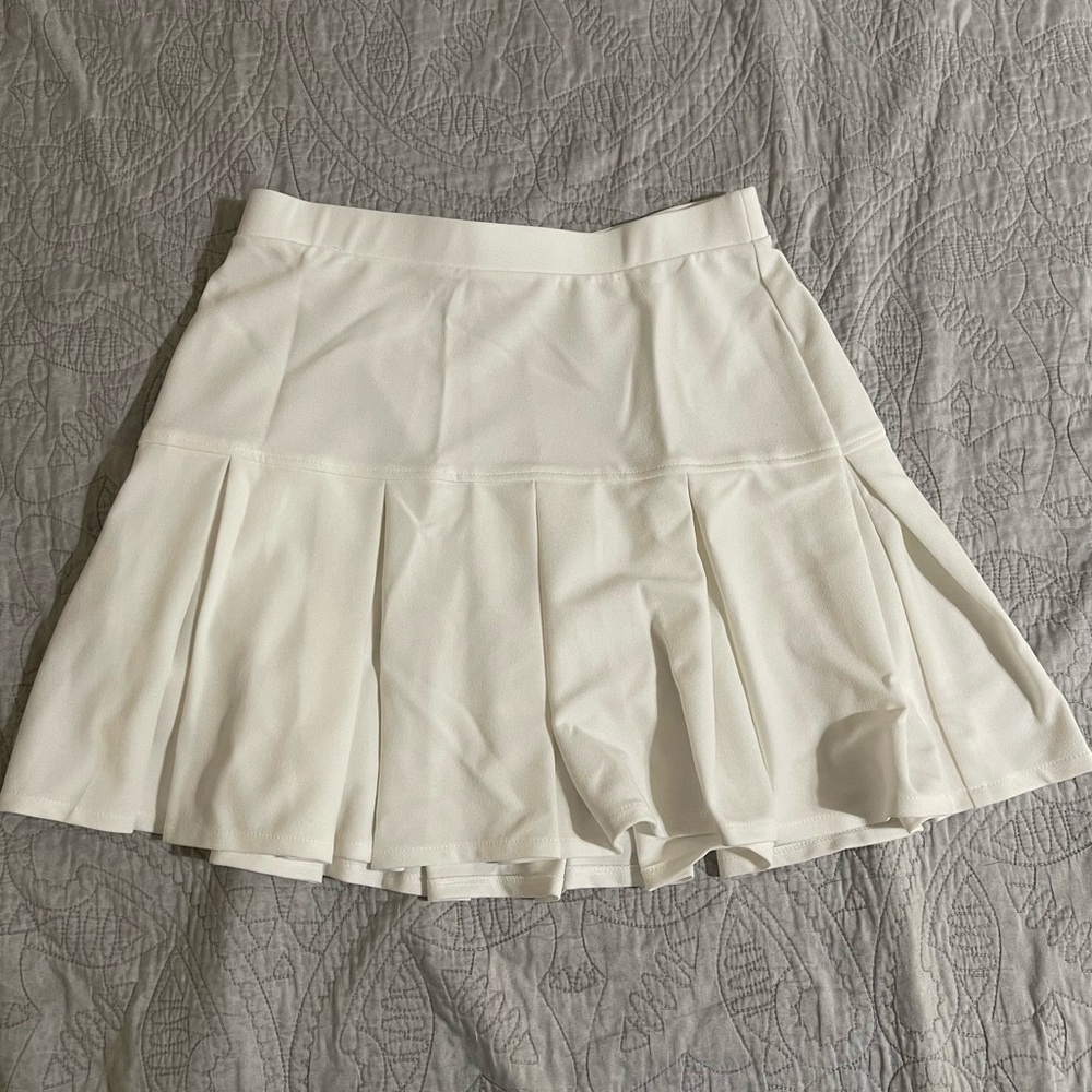 White Pleated Skirt Cheer Preppy Varsity High Waisted Bottoms